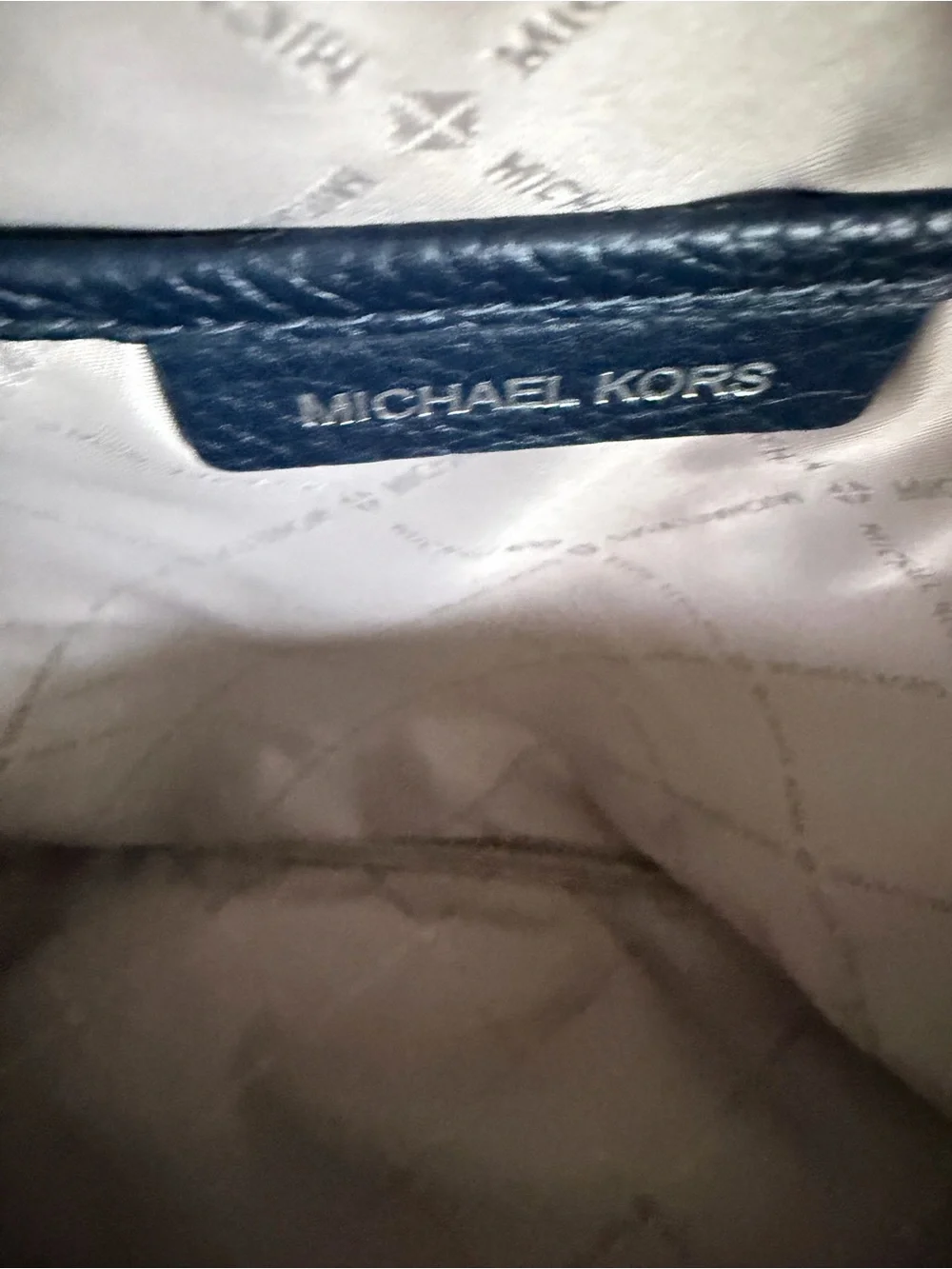Michael Kors Signature Logo Backpack Navy Blue Coated Canvas
